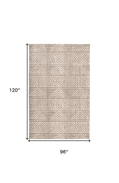 4' X 6' Tan Ivory And Brown Geometric Stain Resistant Area Rug