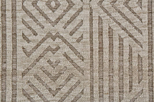 4' X 6' Tan Ivory And Brown Geometric Stain Resistant Area Rug