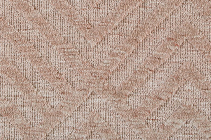 5' X 8' Pink And Ivory Geometric Stain Resistant Area Rug