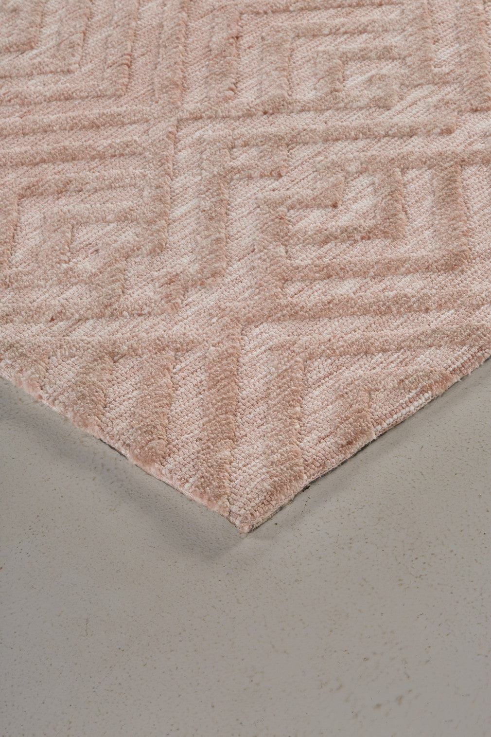 8' X 10' Pink And Ivory Geometric Stain Resistant Area Rug