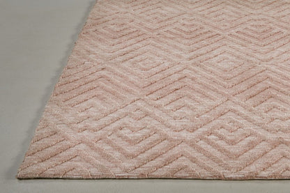 5' X 8' Pink And Ivory Geometric Stain Resistant Area Rug
