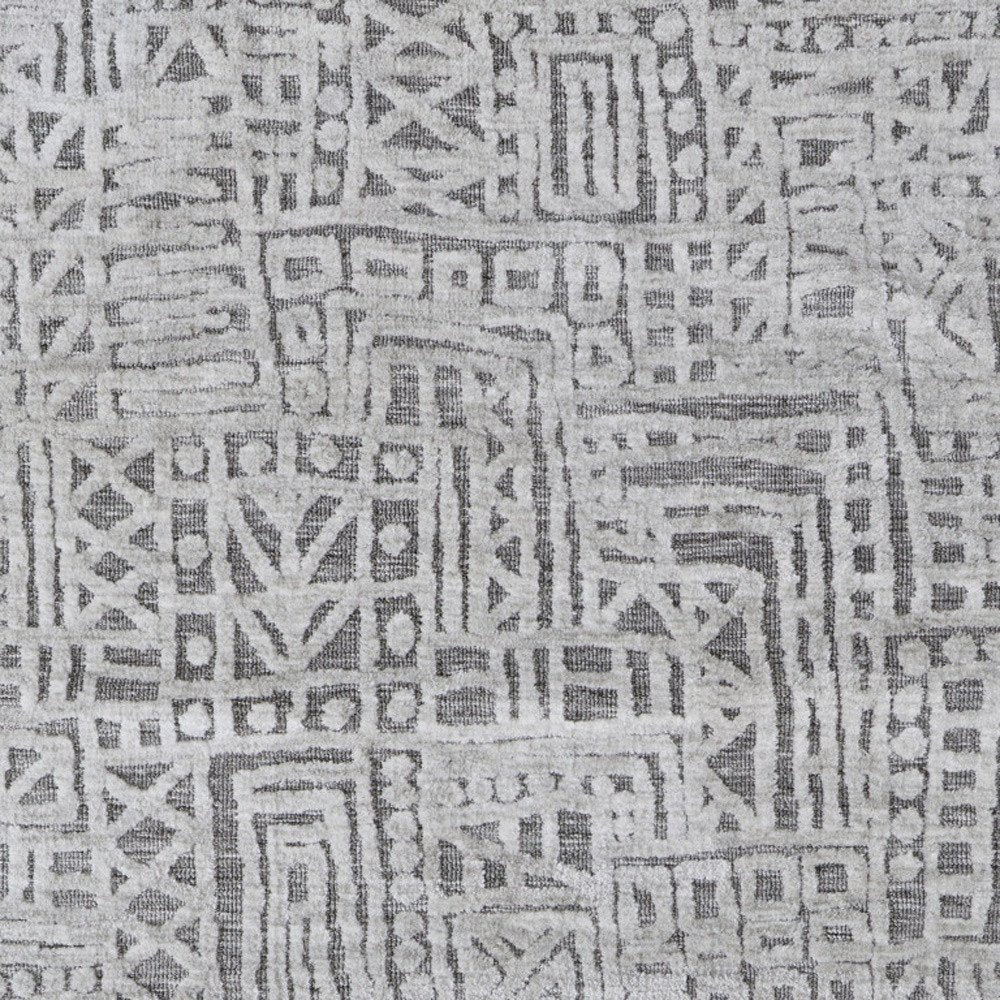 4' X 6' Gray And Silver Geometric Stain Resistant Area Rug