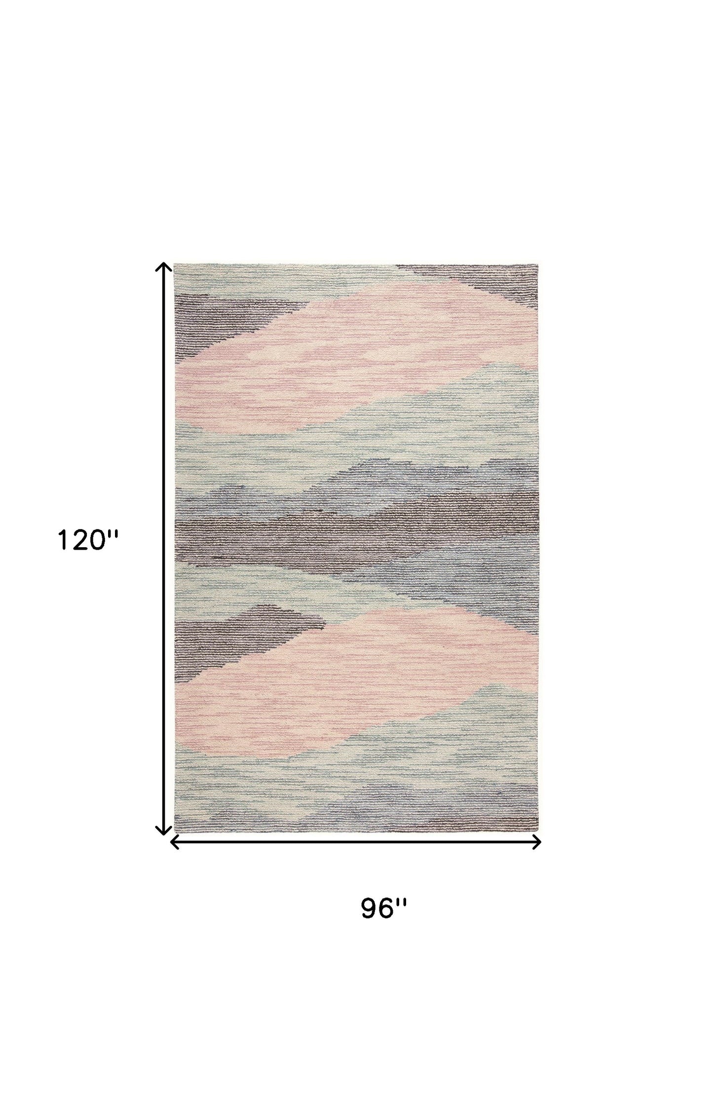 4' X 6' Pink Green And Blue Wool Abstract Tufted Handmade Area Rug