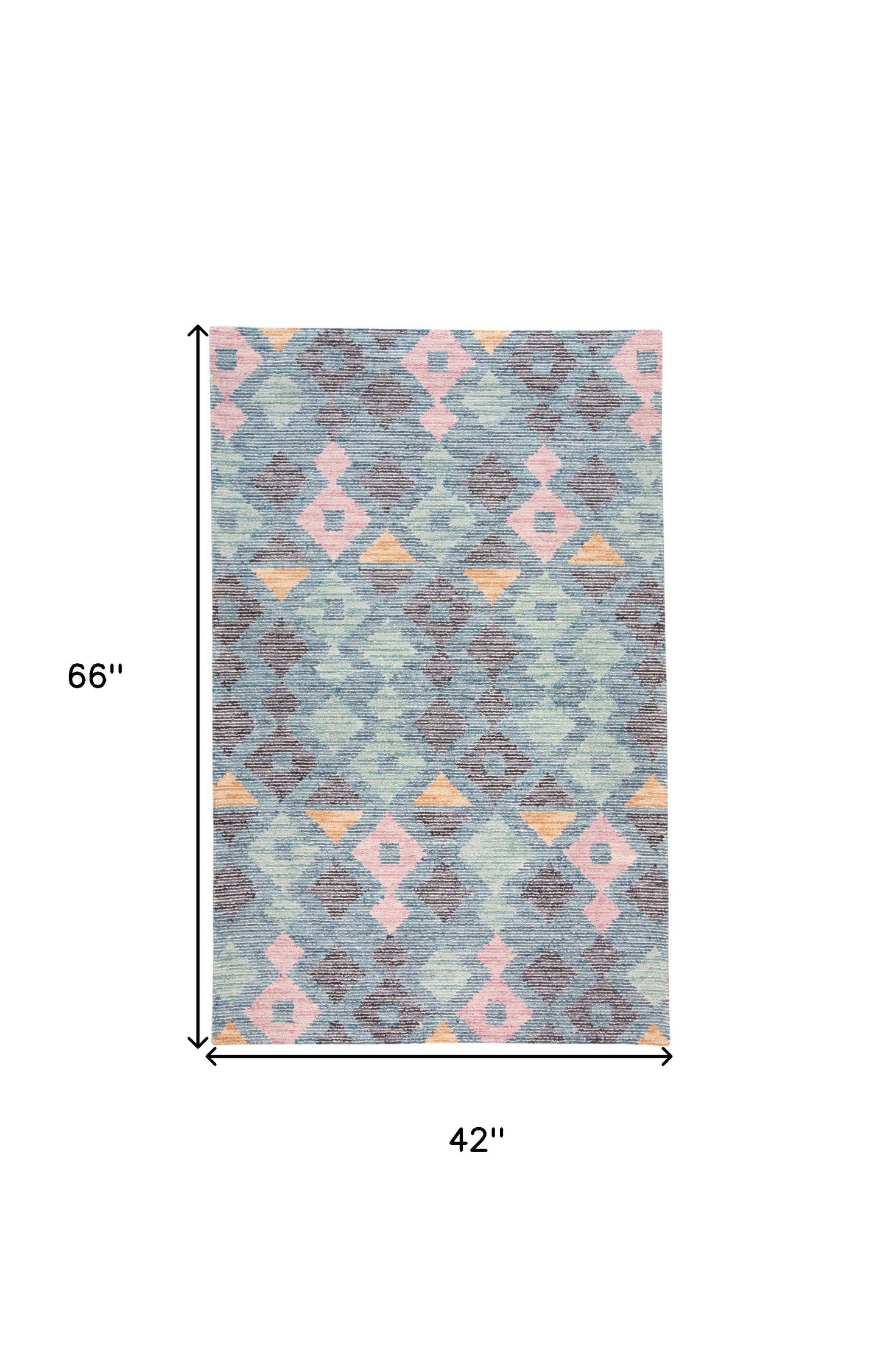 4' X 6' Gray Blue And Green Wool Geometric Tufted Handmade Area Rug