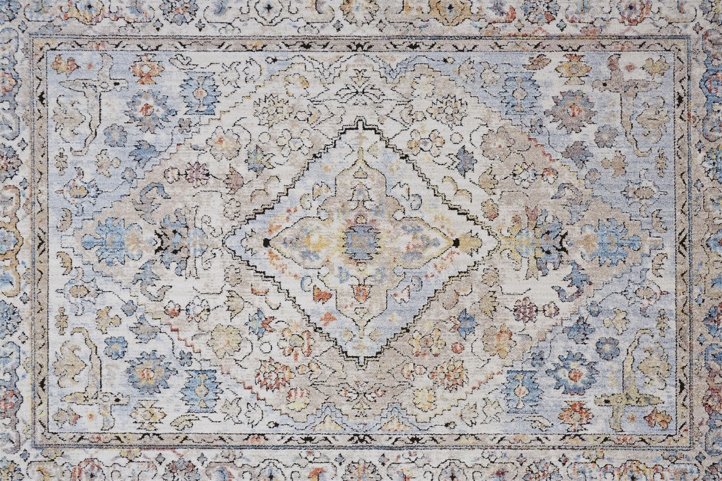 7' X 10' Blue and Gray Floral Area Rug