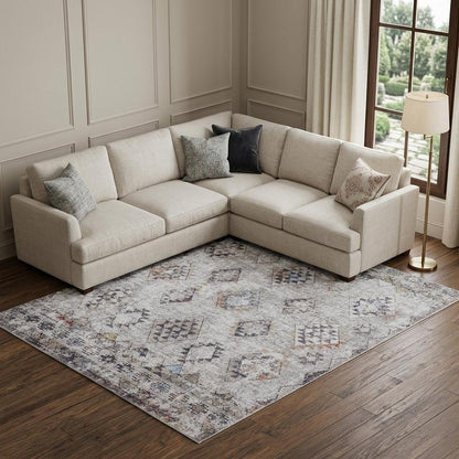 10' X 13' Blue and Gray Geometric Area Rug