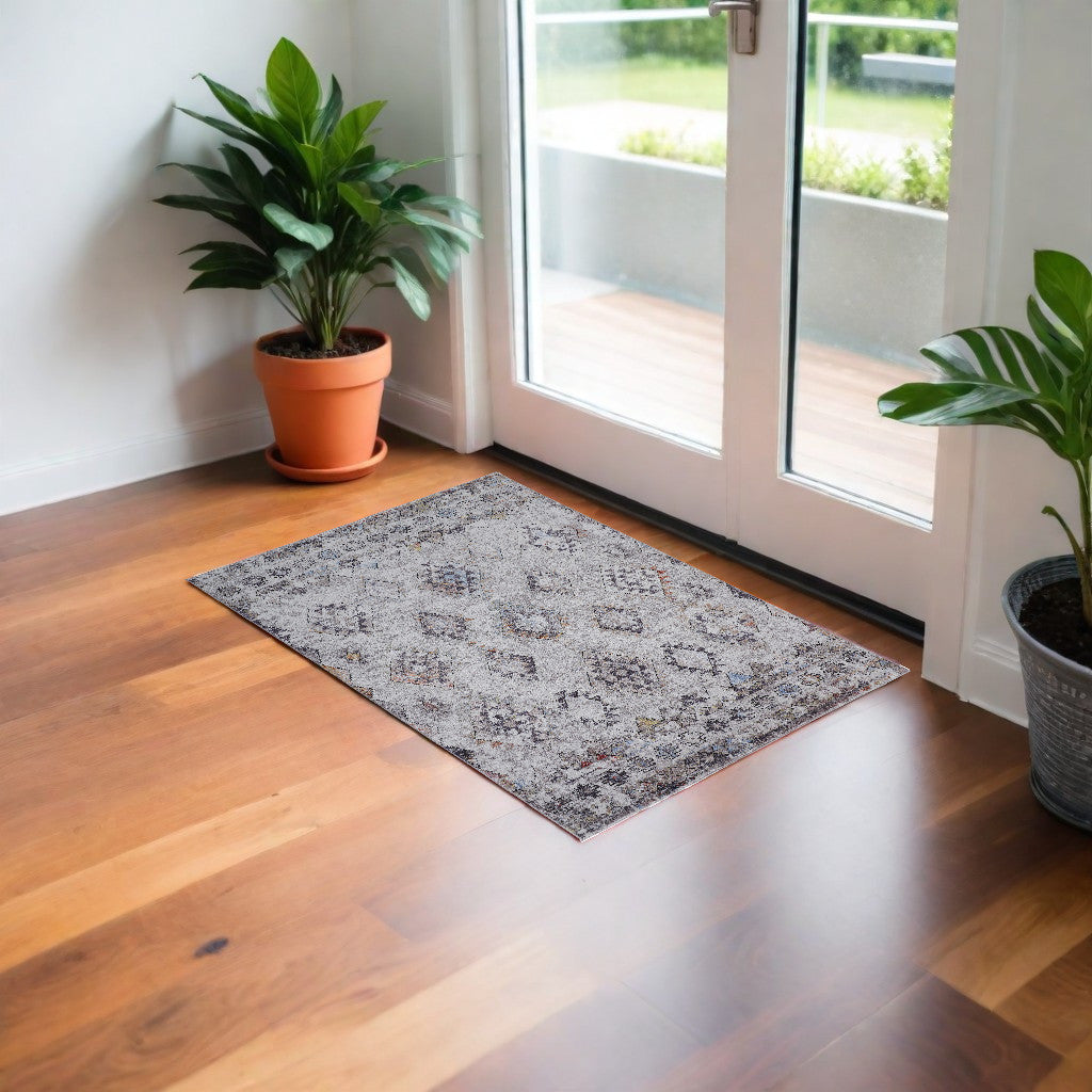 10' X 13' Blue and Gray Geometric Area Rug