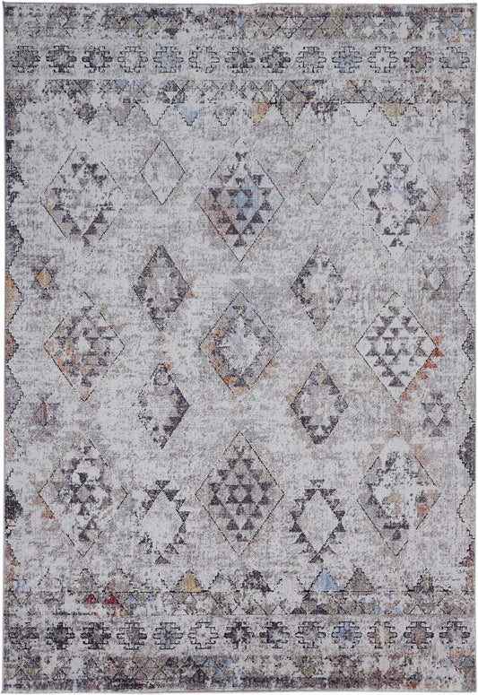 10' X 13' Blue and Gray Geometric Area Rug