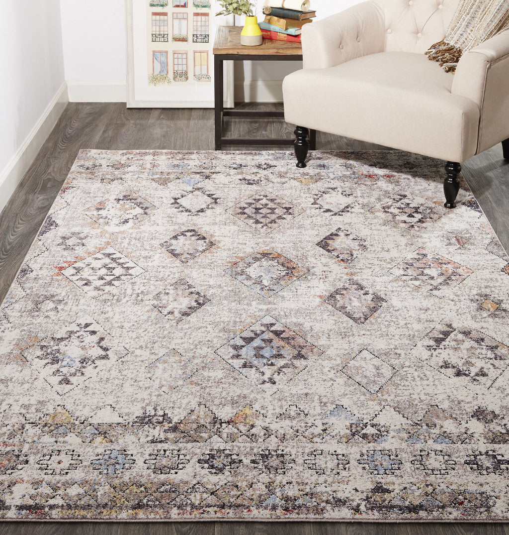 10' x 13' Blue and Gray Geometric Area Rug