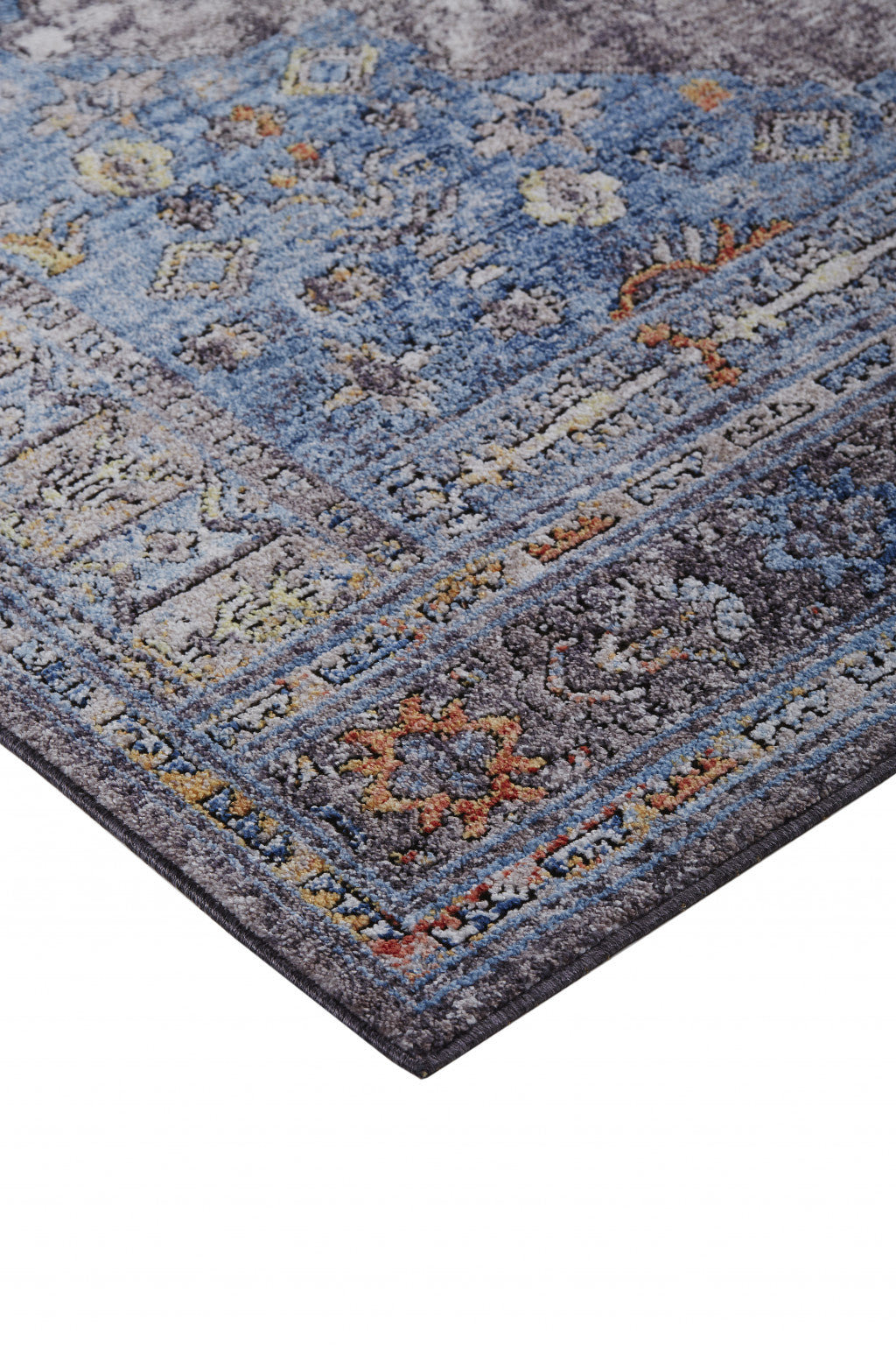 8' x 10' Blue and Gray Floral Area Rug