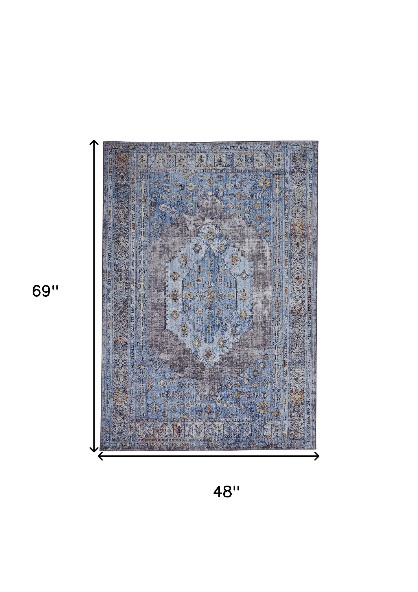 8' x 10' Blue and Gray Floral Area Rug