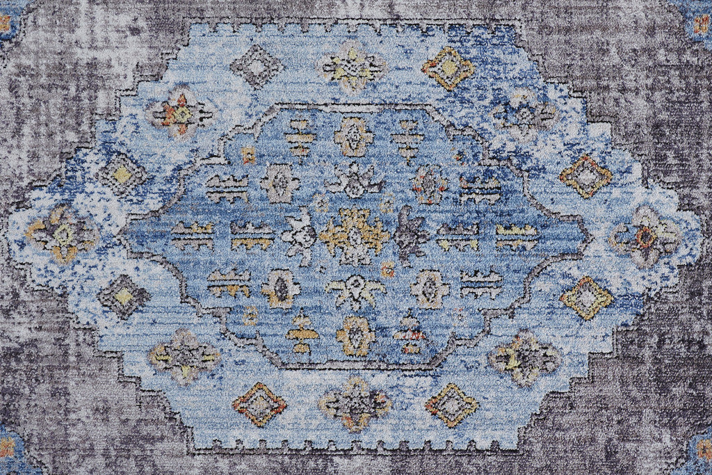 8' x 10' Blue and Gray Floral Area Rug