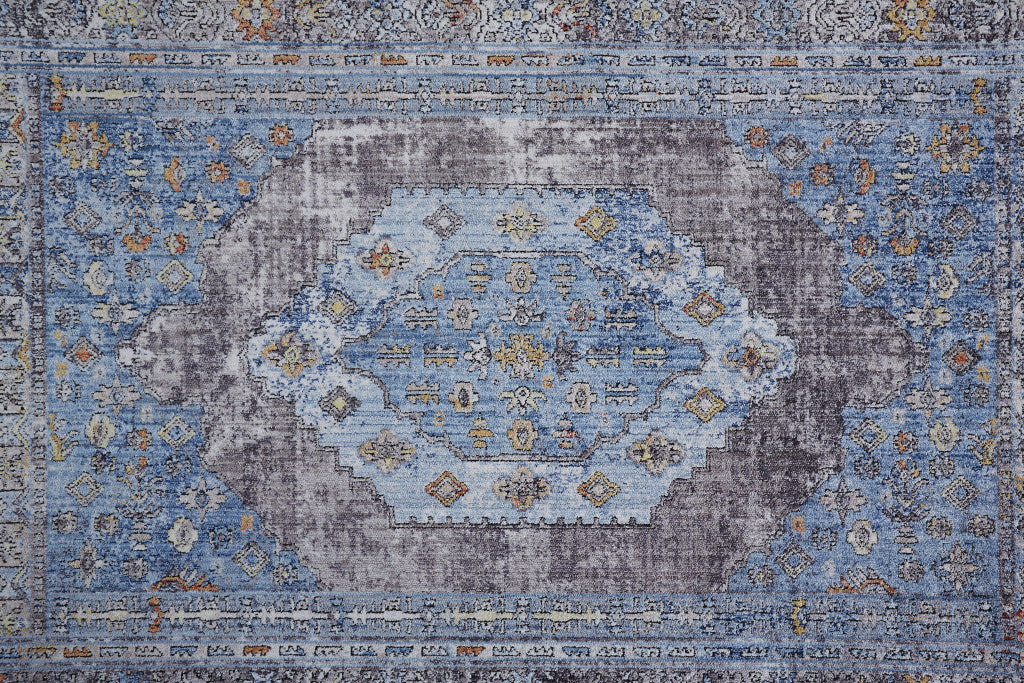 8' x 10' Blue and Gray Floral Area Rug