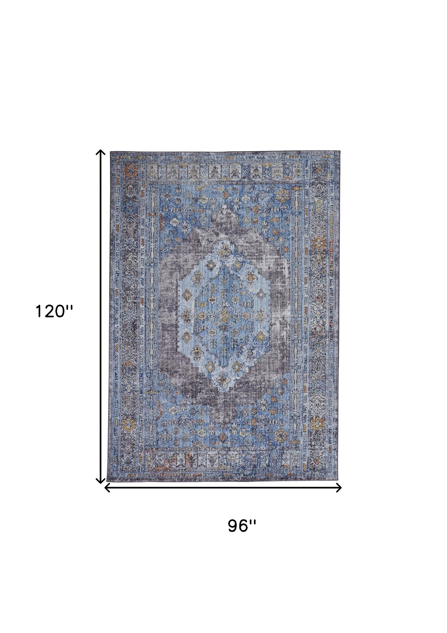 8' X 10' Blue and Gray Floral Area Rug