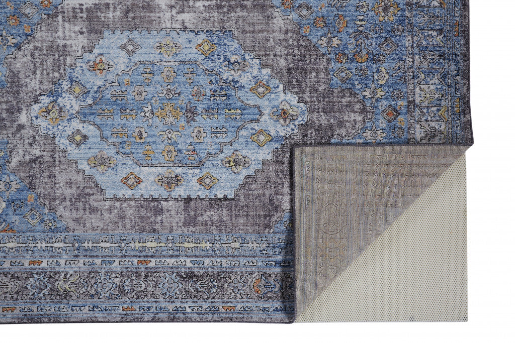 8' X 10' Blue and Gray Floral Area Rug