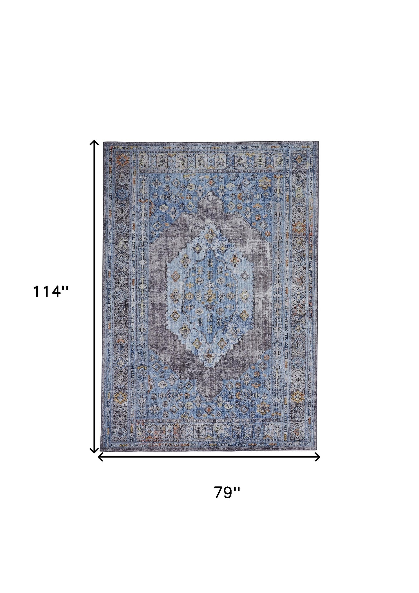 8' X 10' Blue and Gray Floral Area Rug