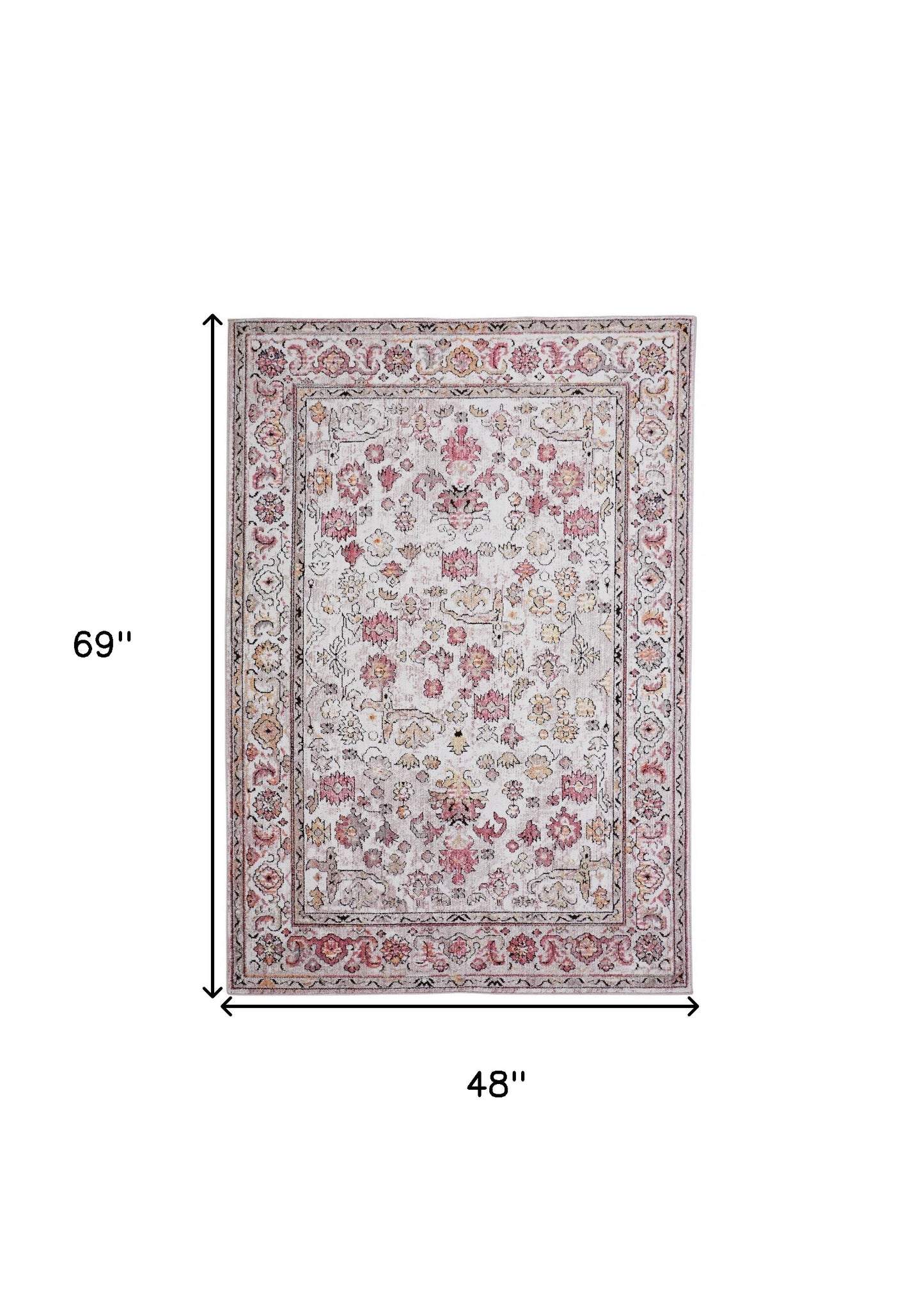 10' x 13' Pink and Ivory Floral Area Rug