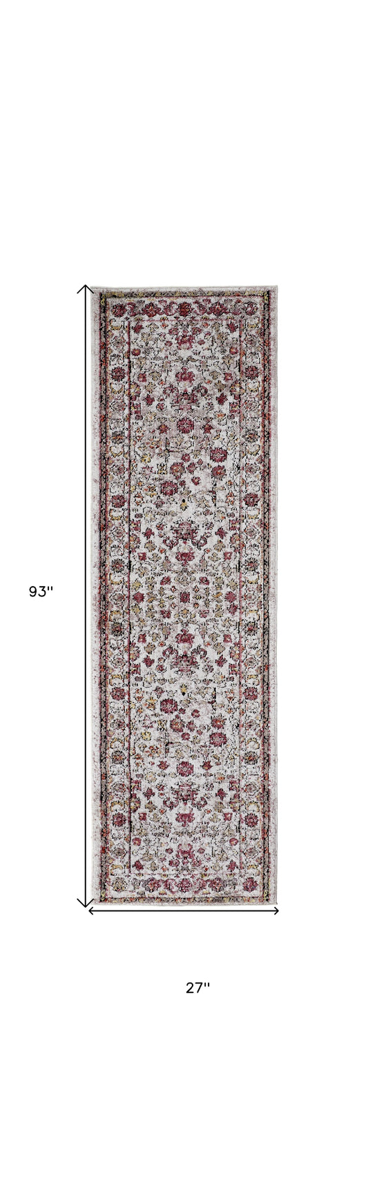 10' X 13' Pink and Ivory Floral Area Rug