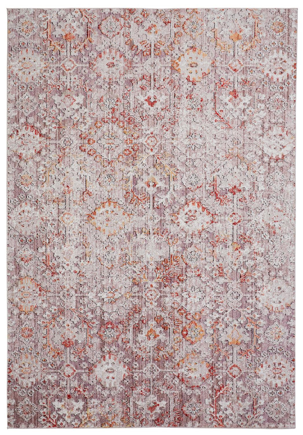 7' X 10' Pink and Ivory Abstract Area Rug