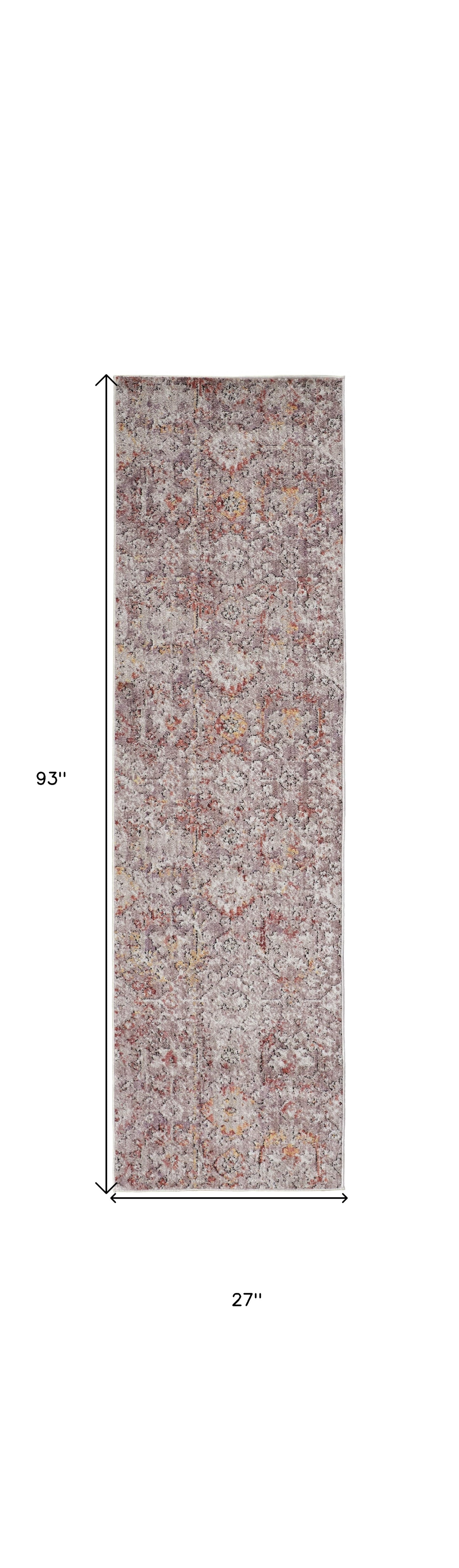 7' X 10' Pink and Ivory Abstract Area Rug