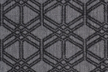 8' X 10' Black and Gray Wool Geometric Hand Woven Area Rug With Fringe