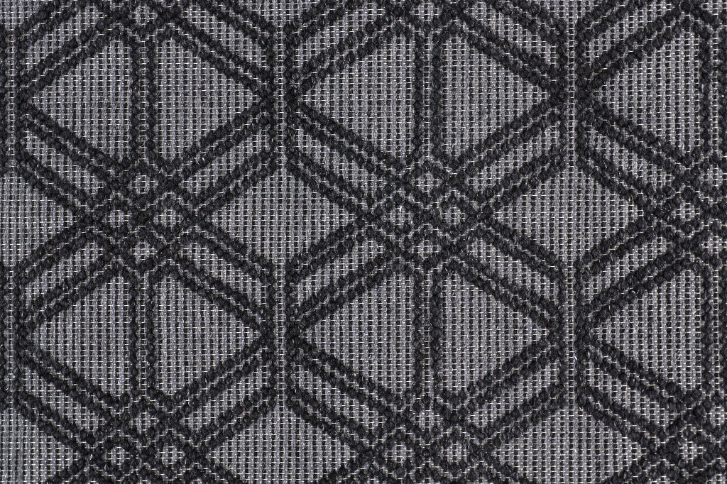 4' X 6' Black And Gray Wool Geometric Hand Woven Area Rug With Fringe