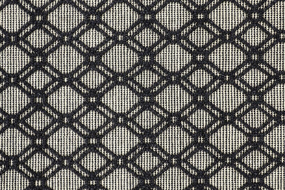 5' X 8' Black And Ivory Wool Geometric Hand Woven Area Rug With Fringe