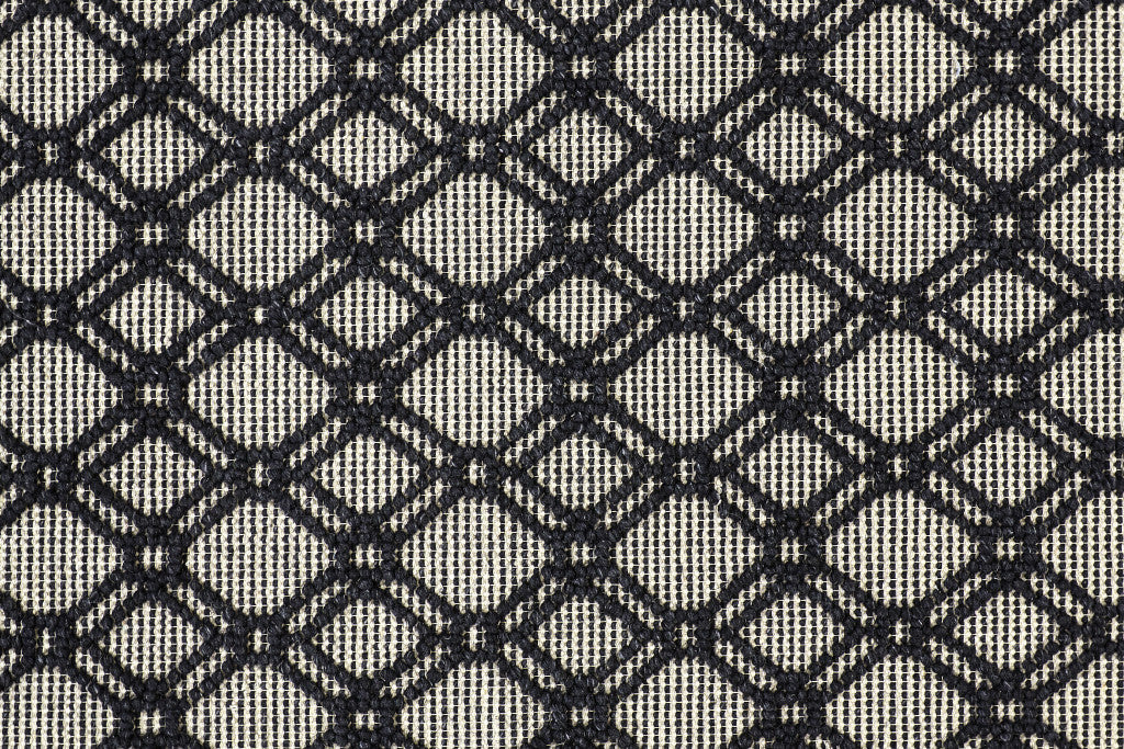 4' X 6' Black And Ivory Wool Geometric Hand Woven Area Rug With Fringe