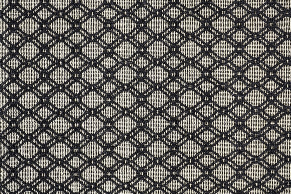 5' X 8' Black And Ivory Wool Geometric Hand Woven Area Rug With Fringe