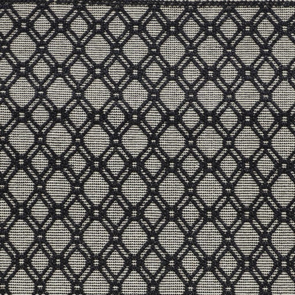 5' X 8' Black And Ivory Wool Geometric Hand Woven Area Rug With Fringe