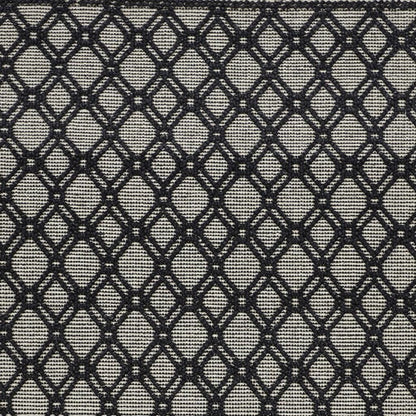 5' X 8' Black And Ivory Wool Geometric Hand Woven Area Rug With Fringe