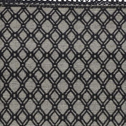 5' X 8' Black And Ivory Wool Geometric Hand Woven Area Rug With Fringe