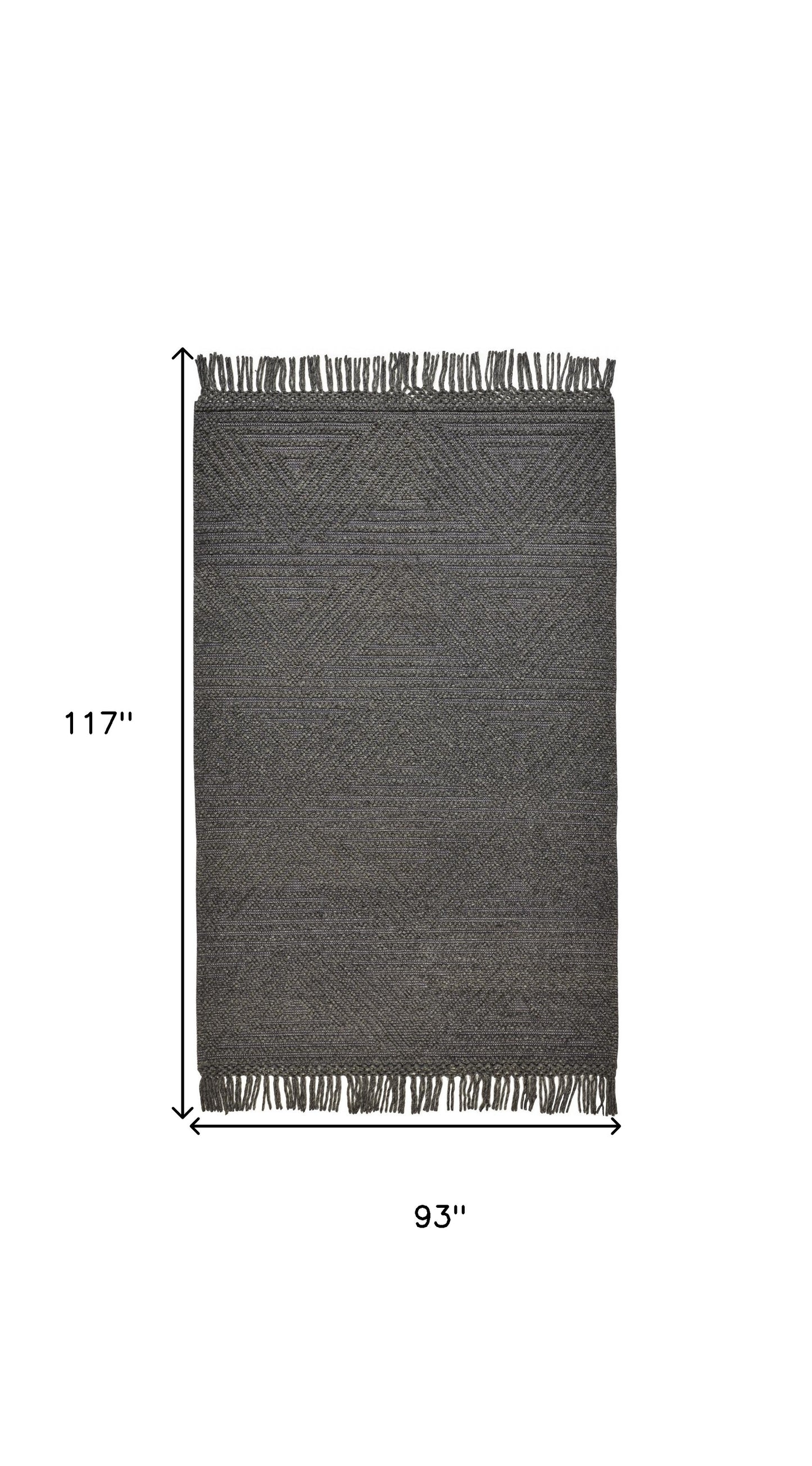 4' X 6' Gray Wool Geometric Hand Woven Area Rug With Fringe