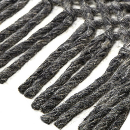 8' X 10' Gray Wool Geometric Hand Woven Area Rug With Fringe