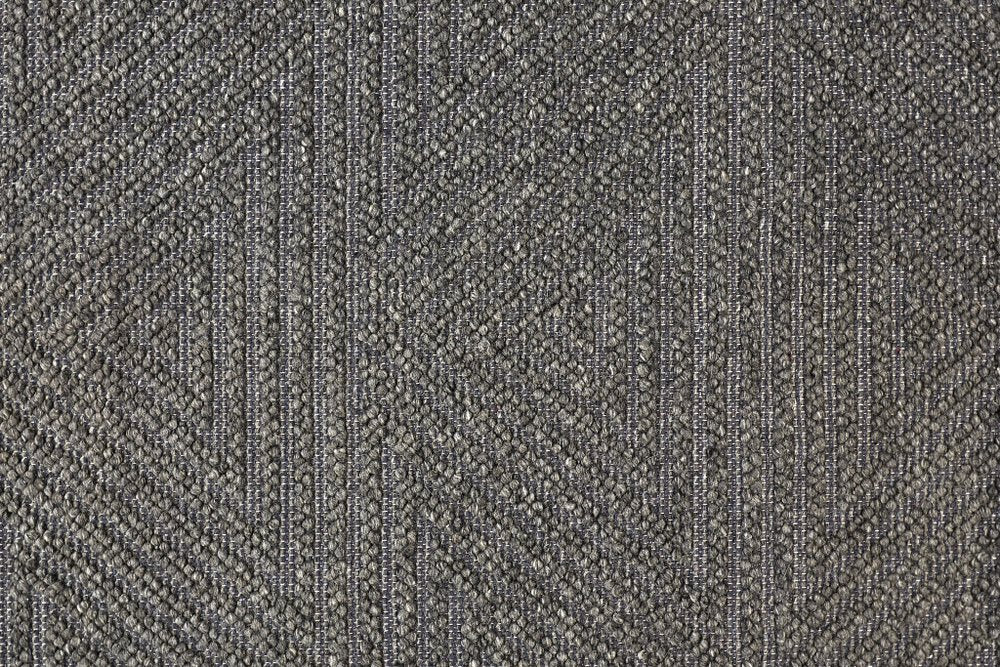 8' X 10' Gray Wool Geometric Hand Woven Area Rug With Fringe