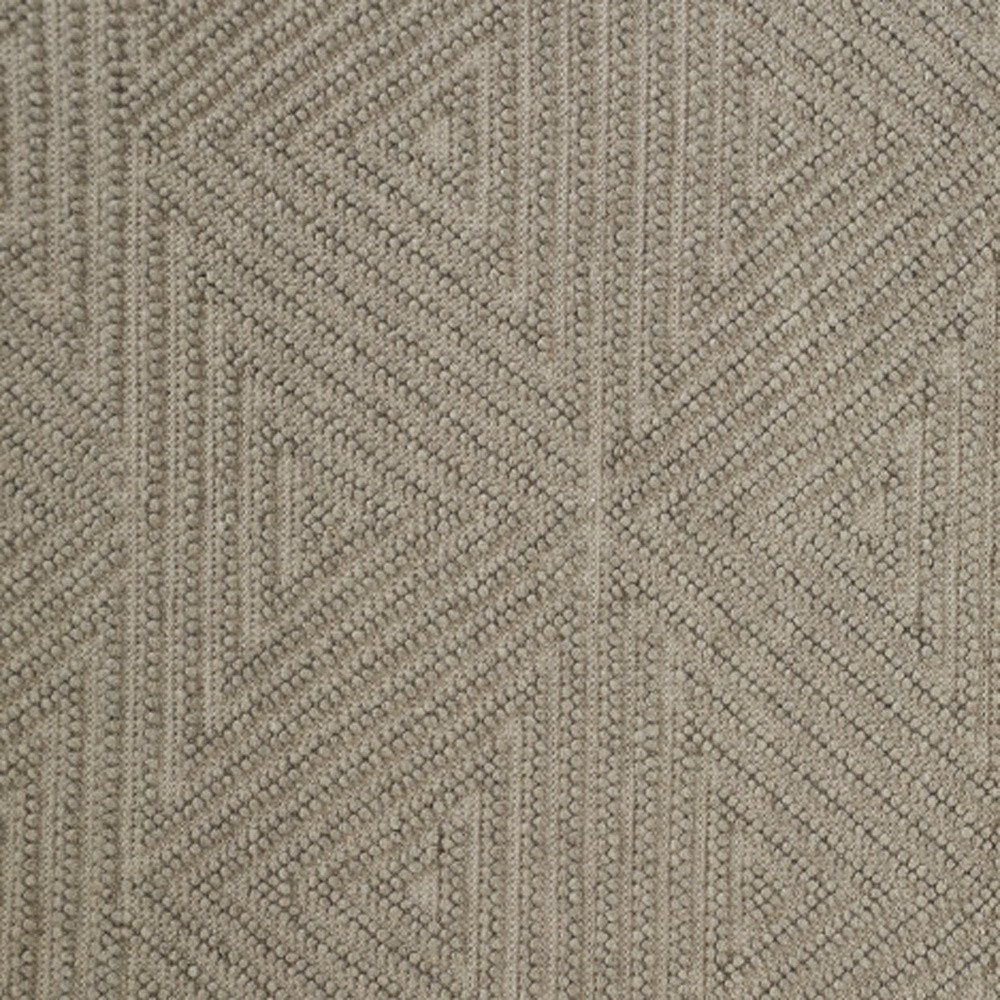 8' X 10' Gray Wool Geometric Hand Woven Area Rug With Fringe
