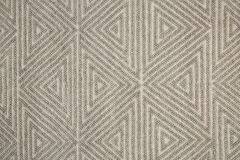 8' X 10' Gray Wool Geometric Hand Woven Area Rug With Fringe