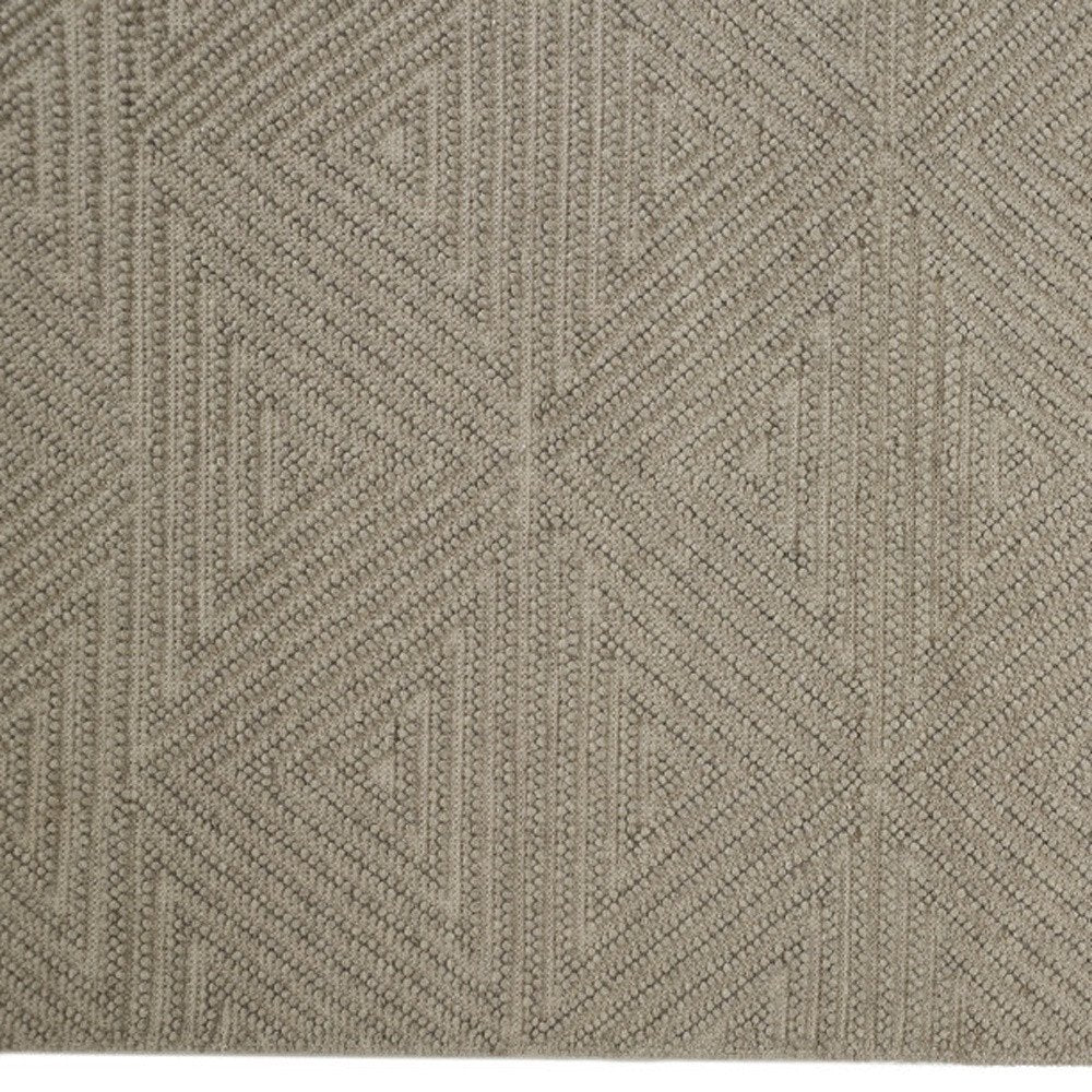 8' X 10' Gray Wool Geometric Hand Woven Area Rug With Fringe