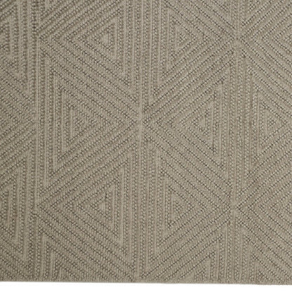 8' X 10' Gray Wool Geometric Hand Woven Area Rug With Fringe
