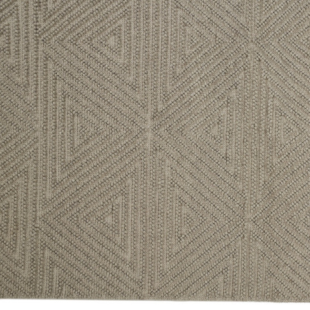 5' X 8' Gray Wool Geometric Hand Woven Area Rug With Fringe