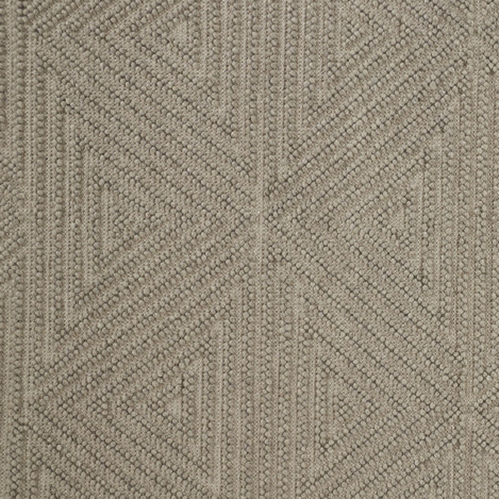 5' X 8' Gray Wool Geometric Hand Woven Area Rug With Fringe