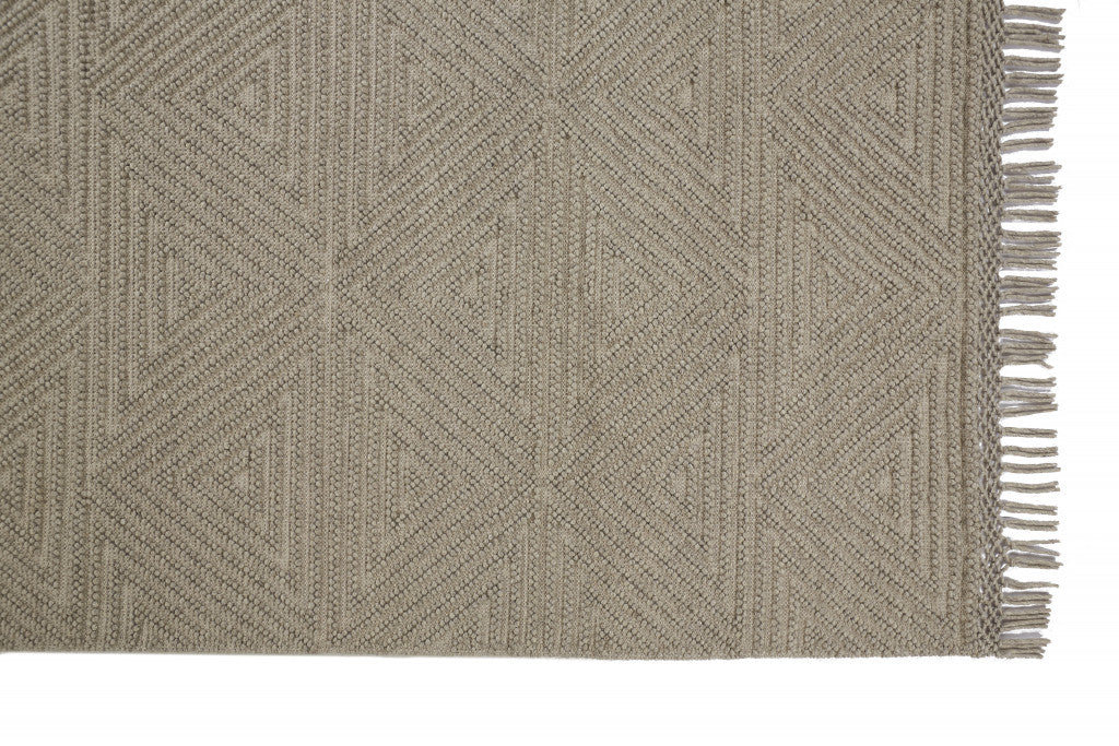 4' X 6' Gray Wool Geometric Hand Woven Area Rug With Fringe