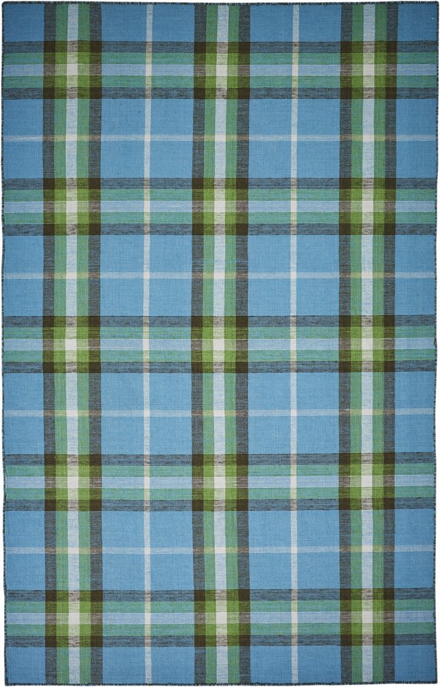 8' X 10' Blue and White Abstract Hand Woven Area Rug