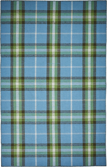 8' X 10' Blue and White Abstract Hand Woven Area Rug