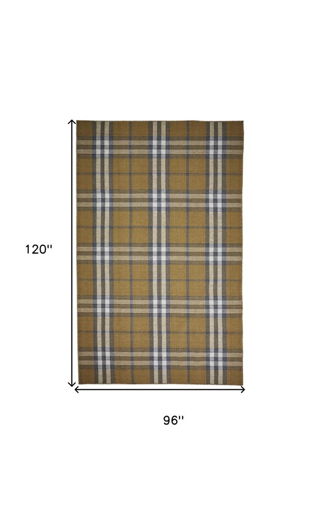 8' X 10' Blue and White Abstract Hand Woven Area Rug