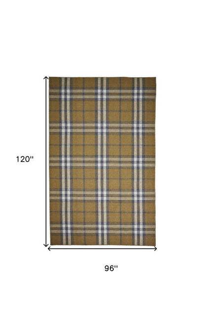 8' X 10' Blue and White Abstract Hand Woven Area Rug