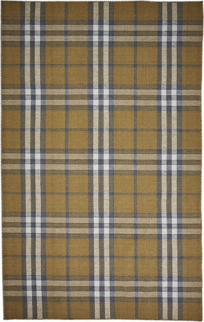 8' X 10' Blue and White Abstract Hand Woven Area Rug