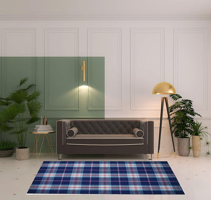 8' X 10' Blue and White Abstract Hand Woven Area Rug