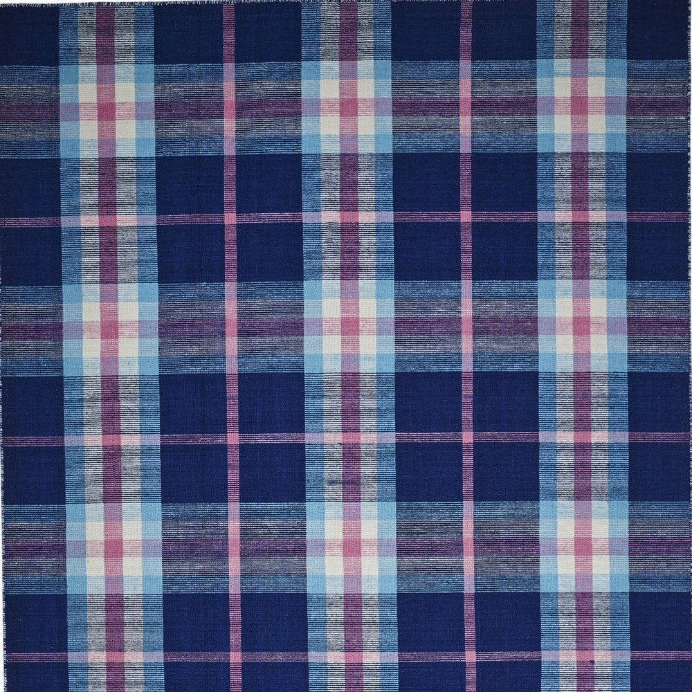 8' X 10' Blue and White Abstract Hand Woven Area Rug