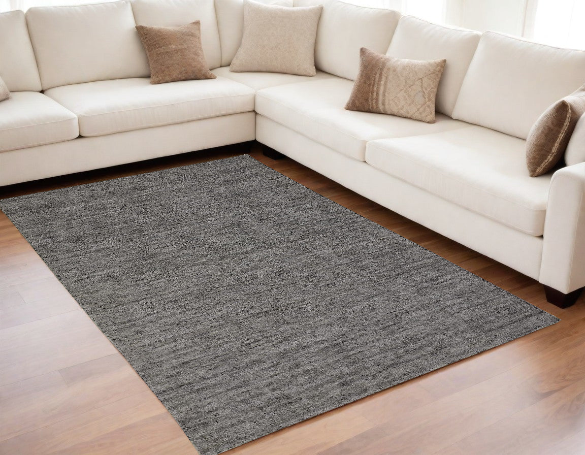 5' X 8' Gray and Black Hand Woven Area Rug